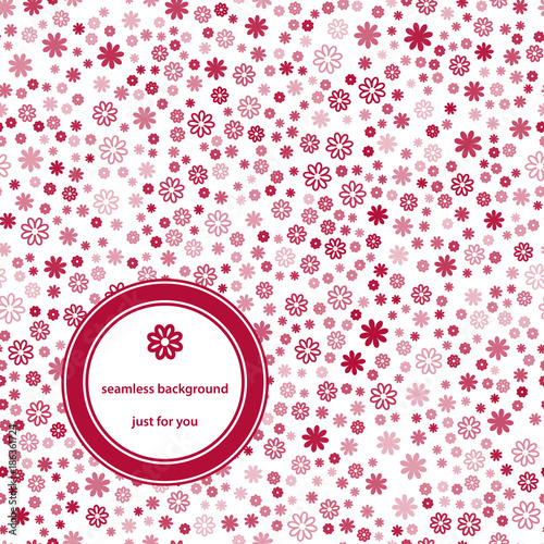 Abstract Seamless pattern with floral background red and white.