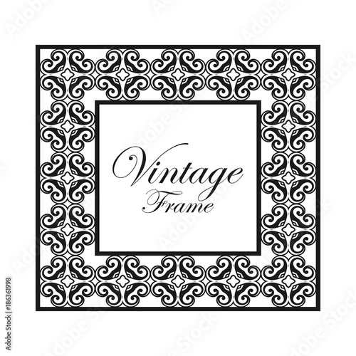 Vintage ornamental frame. Luxury elegant ornament. Flourished border. Element for brochures. Template for design. Vector illustration