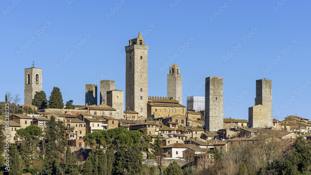 Panoramic view of San Gimignano, Siena, Tuscany, Italy