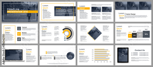 Business presentation slides templates from infographic elements. Can be used for presentation, flyer and leaflet, brochure, corporate report, marketing, advertising, annual report, banner, booklet. 