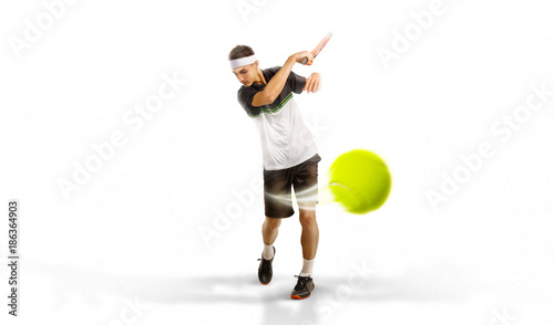 one tennis player isolated on white background © masisyan
