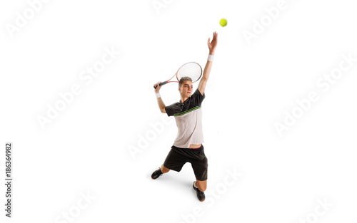 one tennis player isolated on white background © masisyan
