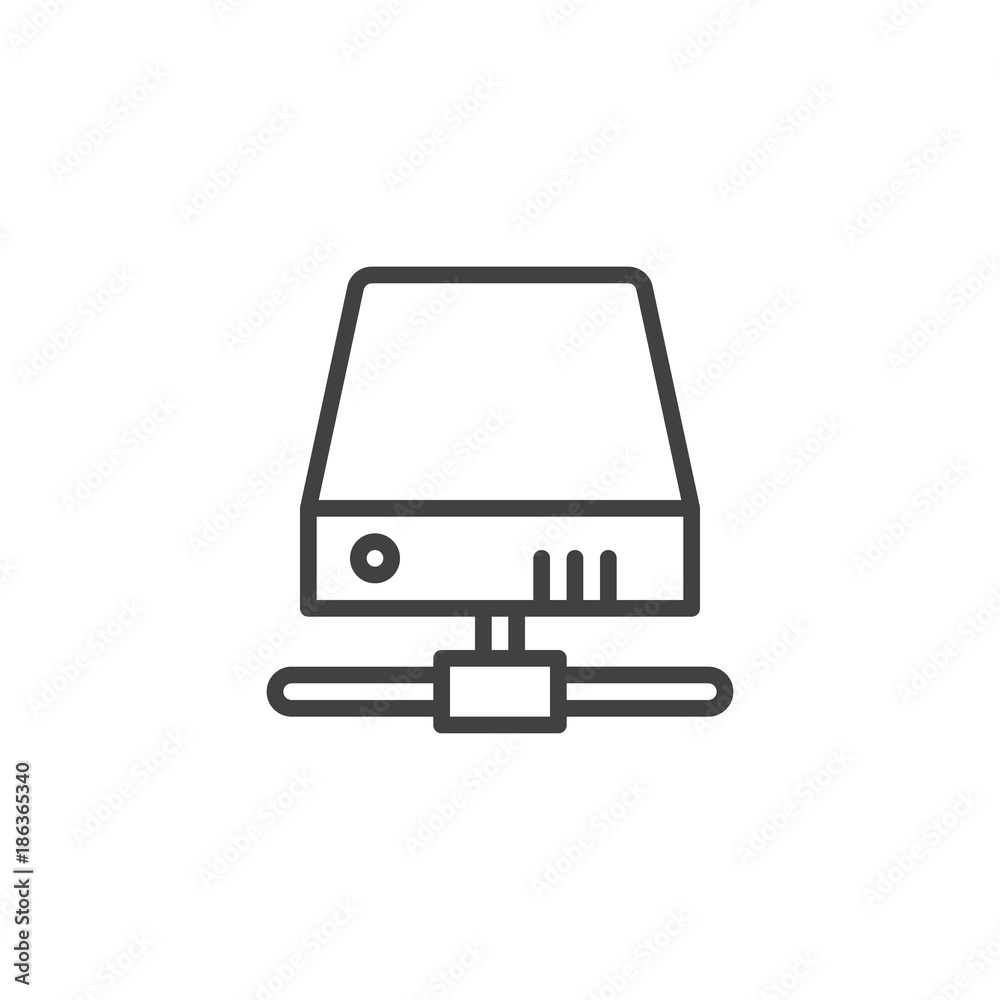 Hard drive network line icon, outline vector sign, linear style pictogram isolated on white. Data recovery symbol, logo illustration. Editable stroke Hard drive network line icon, outline vector sign, linear style pictogram isolated on white. Data recovery symbol, logo illustration. Editable stroke