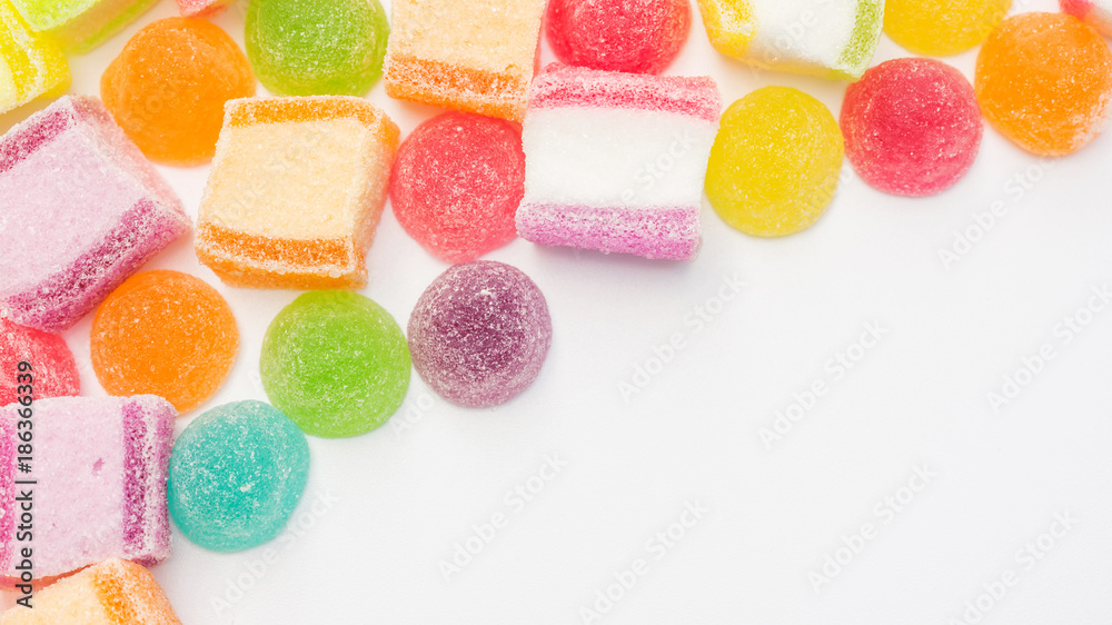 Colorful gummy candy on a white background. Colorful gummy candy on a white background.