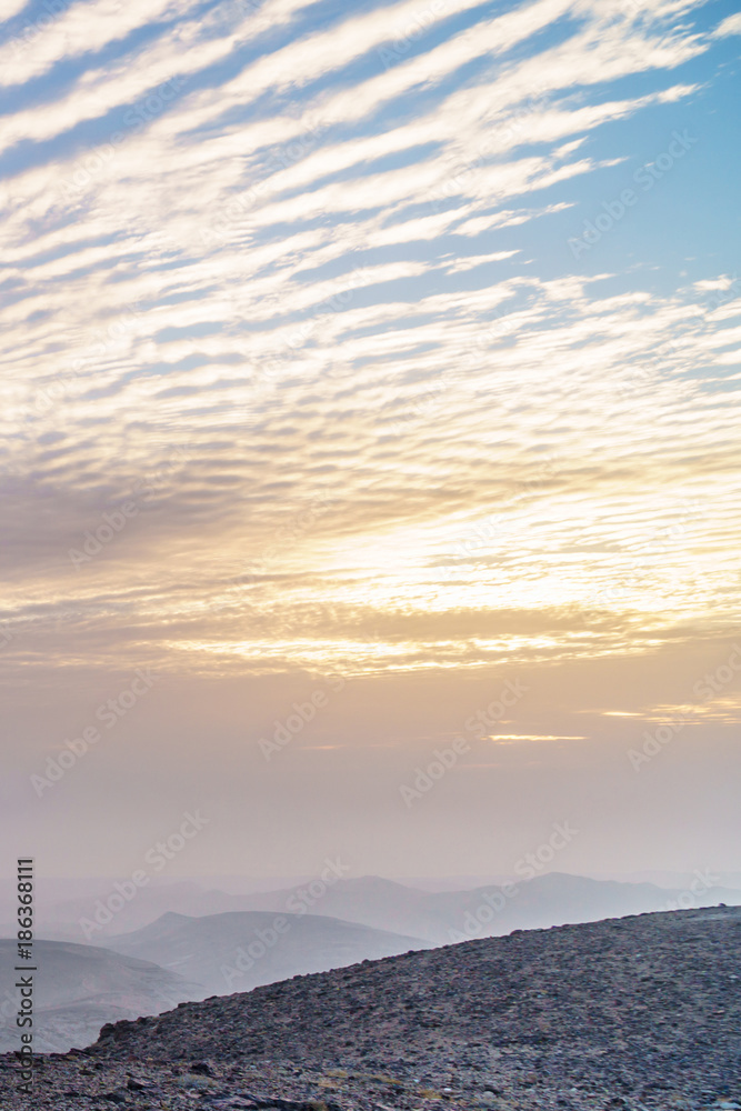 Vertical photo magic morning orange sunrise dawn over holy land judean desert in Israel