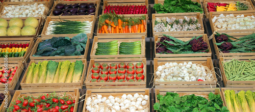 fruit boxes in the shop of greengrocer