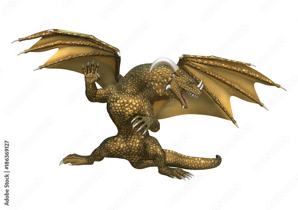 Obraz premium 3D Rendering Fantasy Dragon on White