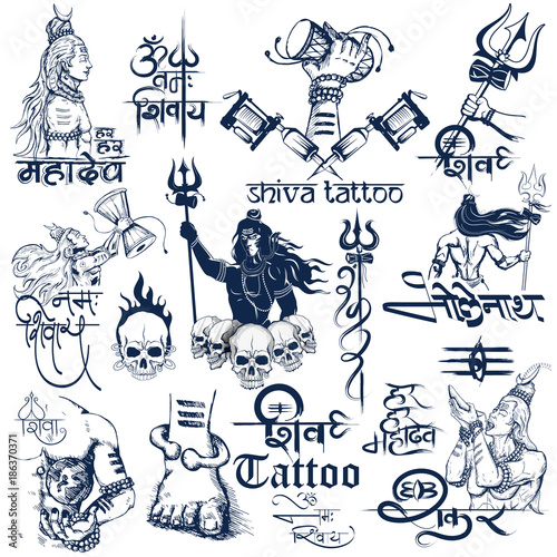 Tattoo art design of Lord Shiva collection