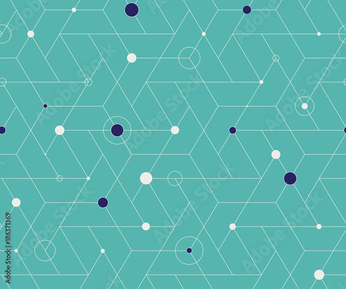 Geometric cubic grid seamless pattern