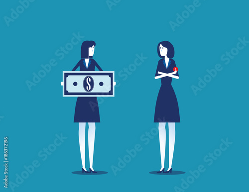 Job salary. People and money for labor worker. Concept business vector illustration.