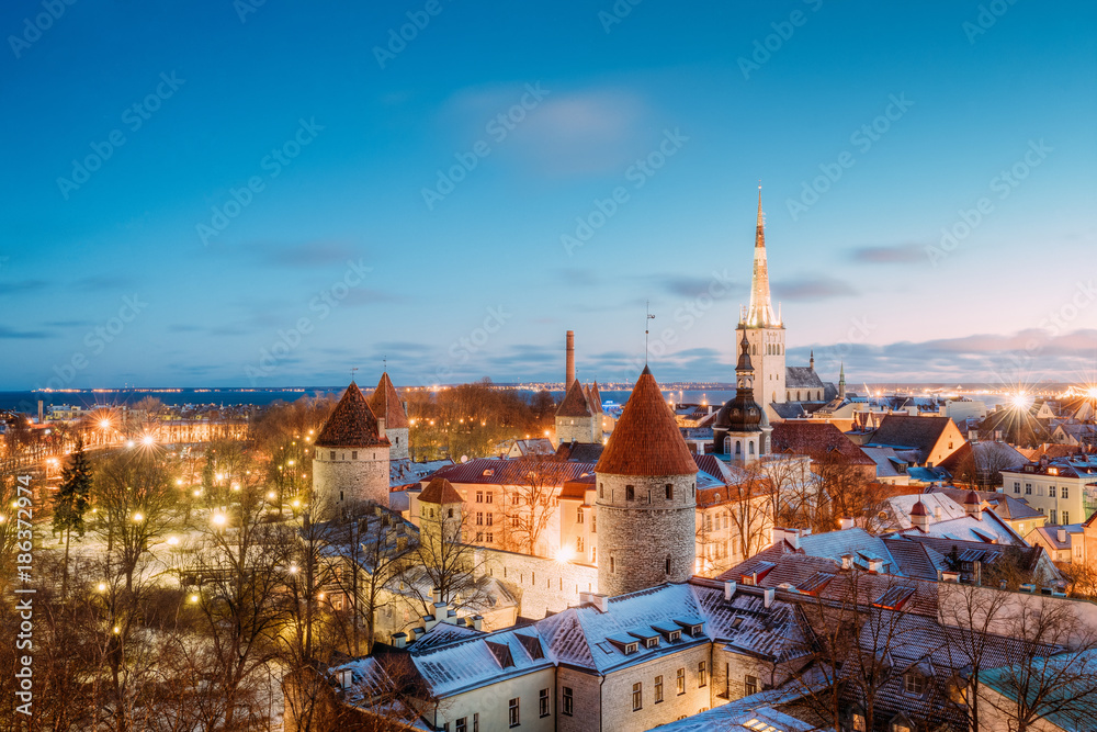 Traditional Old Architecture Cityscape In Historic District Of Tallinn