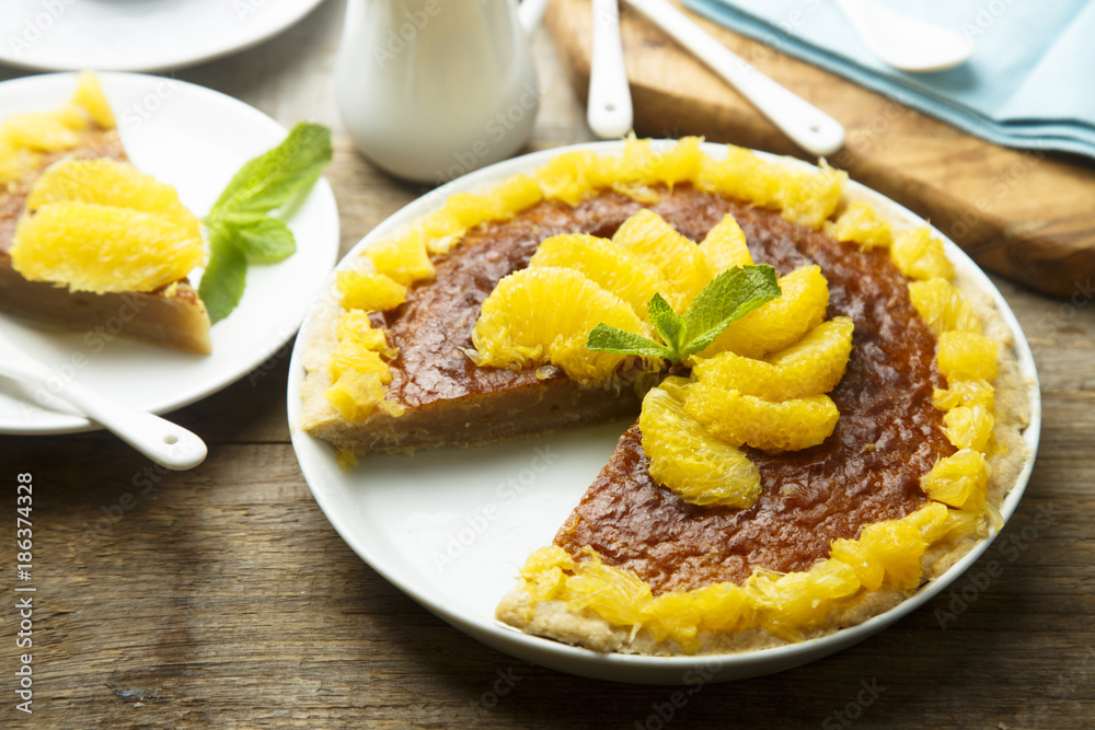Peanut butter pie with fresh orange Peanut butter pie with fresh orange