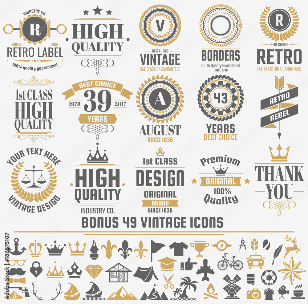 Naklejka premium Vintage Retro Vector Logo for banner