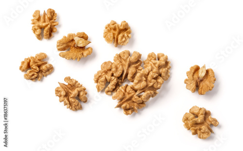 walnuts on white background