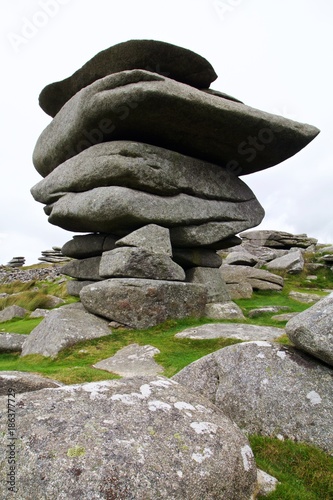 impressive rock stack in a quarry in Bodmin Moor, England photo