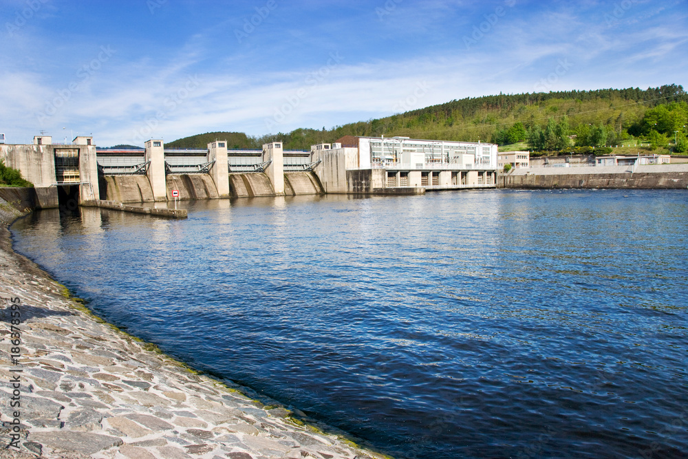  dam on Vltava river, Kamyk nad Vltavou, Central Bohemian region, Czech republic