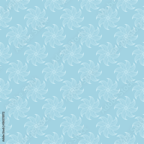 White floral seamless pattern on blue background