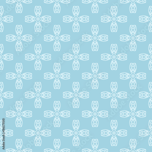 White floral seamless pattern on blue background