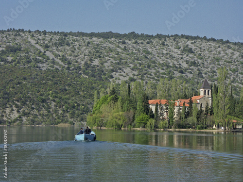 Kloster auf einer Iinsel im See Visovacko photo