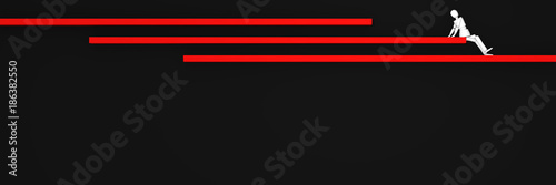 Website-Header/Banner in schwarz-rot, mit Balken auf denen eine Marionetten-Figur sitzt.