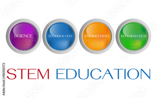 stem education logo 3d button
