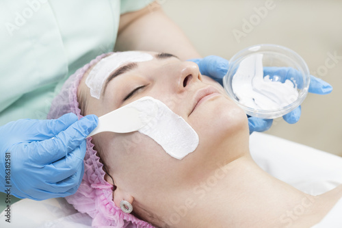 Process cosmetic mask of massage and facials in beauty salon
