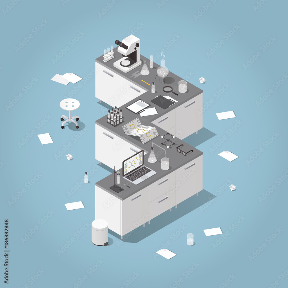 Chemical laboratory isometric illustration Chemical laboratory isometric illustration