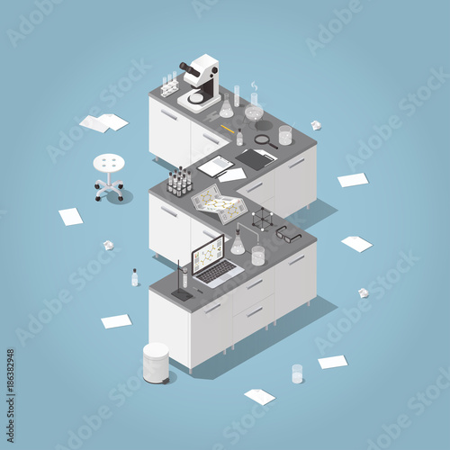 Chemical laboratory isometric illustration