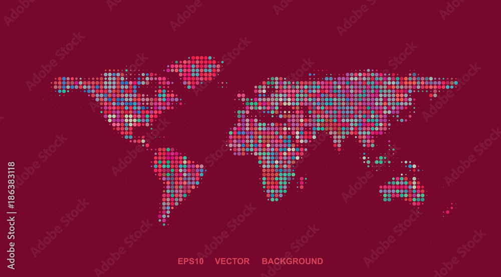 Fototapeta premium Dotted Map Design - Colorful World Map