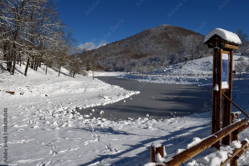 Lago Inzuglio in inverno - Piglio - Frosinone - Lazio - Italia Lago Inzuglio in inverno - Piglio - Frosinone - Lazio - Italia