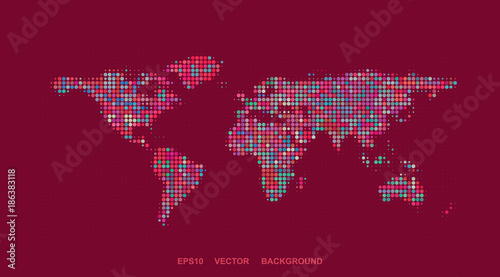  Dotted Map Design - Colorful World Map