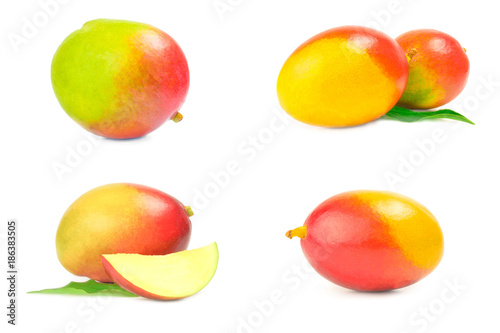Set of mango red on a white background clipping path