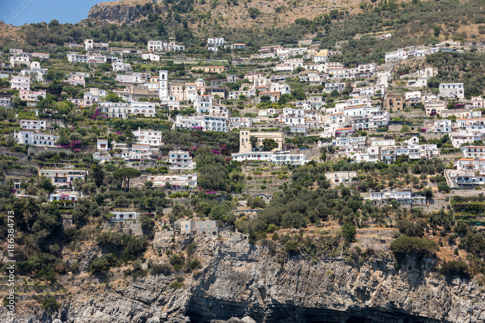 Exclusive villas and apartments on the rocky coast of Amalfi. Campania. Italy