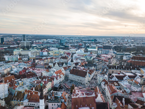Fototapeta Naklejka Na Ścianę i Meble -  Aerial view of city Tallinn Estonia