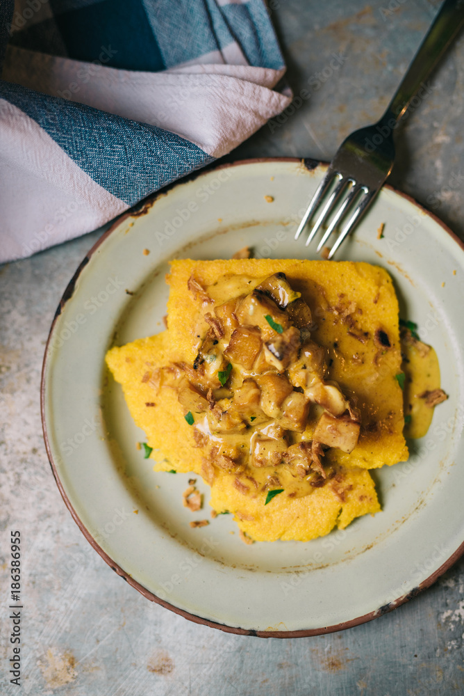 Polenta with butternut squash in cream Polenta with butternut squash in cream