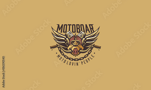 pigs, motorcycles, motor community, motorcycle handlebar, metal, chain, helmet, emblem symbol icon vector logo 
