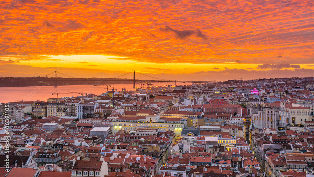Lisbon Portugal Sunset from São Jorge Castle
