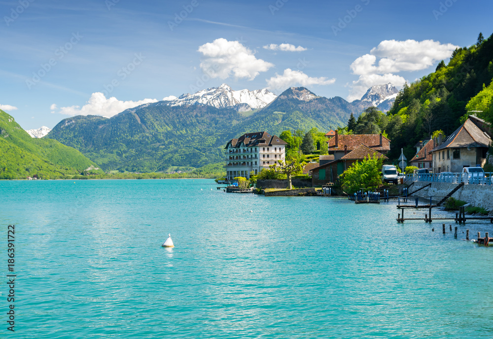 beautiful view on french Alps at lake Annecy, France