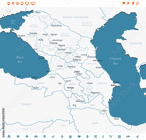 Caucasus Region Map - Vector Illustration