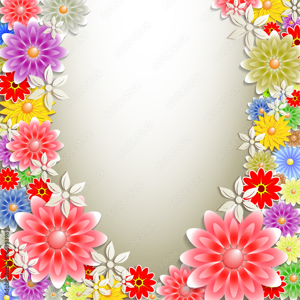light design with a set of flowers, frame