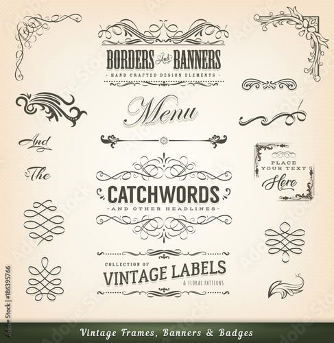 Vintage Calligraphic Frames And Banners