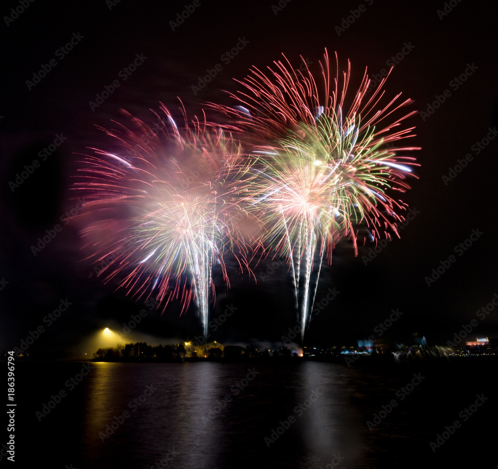 Fireworks at Frihamnen new year celebration,gothenburg sweden