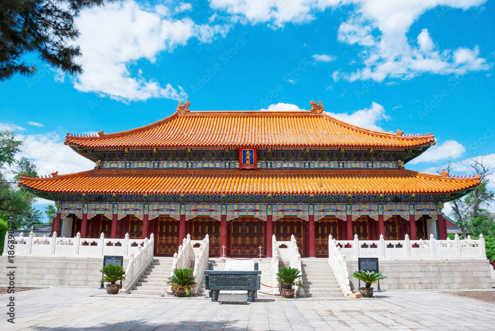 Fototapeta premium Confucian Temple. The Dacheng Hall, located in Harbin, Heilongjiang, China.