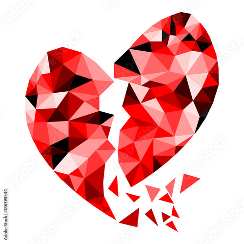 Abstract geometric Polygon Broken heart valentine.Vector illustration
