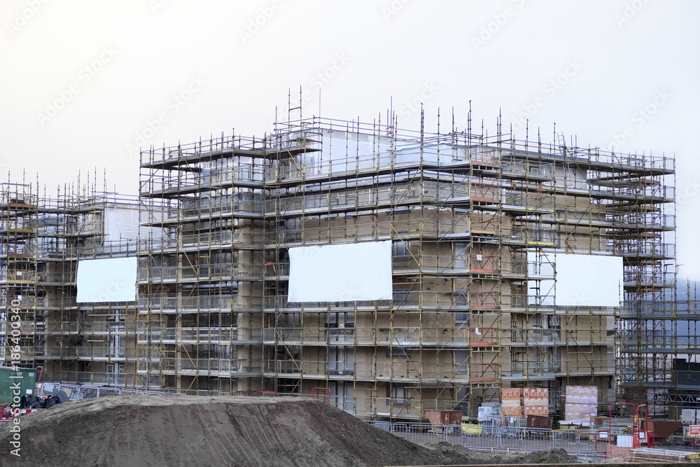 Large scaffolding on building construction site tall scaffold system