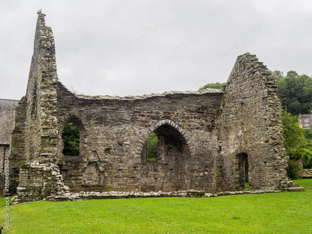 Beautiful architecture of St Dogmaels Abbey, St Dogmaels, Pembrokeshire, Wales, UK