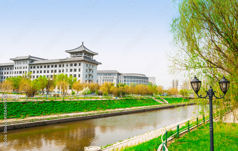Pavilion styles teaching building in Harbin Engineering University, located in Harbin, Heilongjiang Province, China.