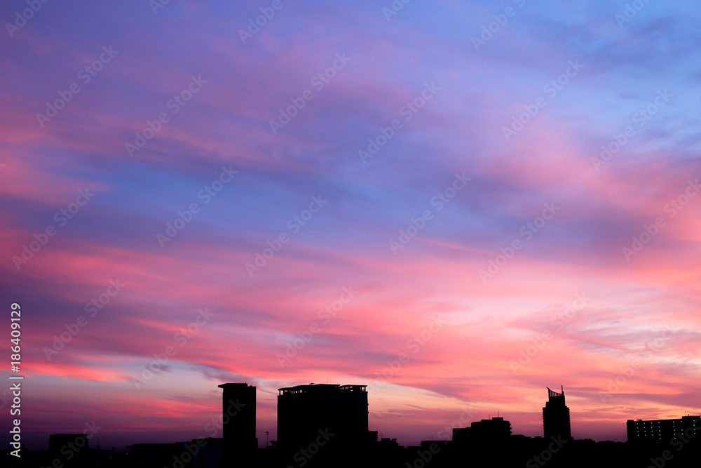 Silhouette of building in evening