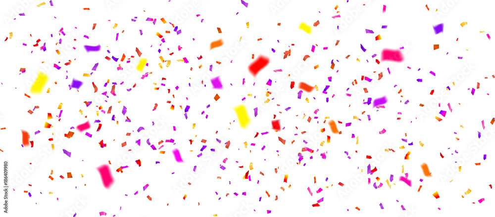 colorful confetti on white background, vector illustration