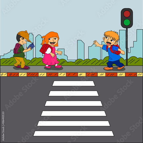 Road Safety Illustration Vector with character